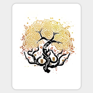 Japanese Art - Gold Tree Sticker